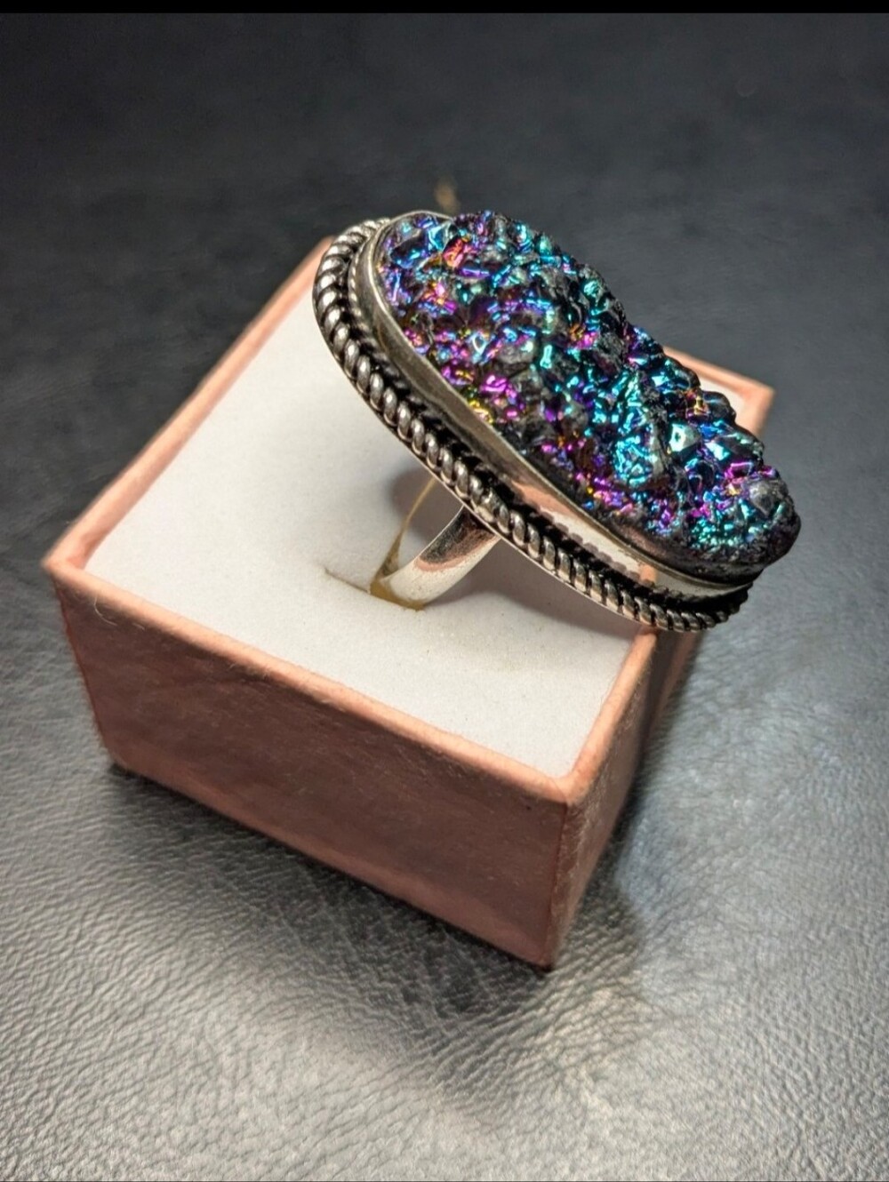 Handcrafted Purple Titanium Druzy Tower Ring (7)